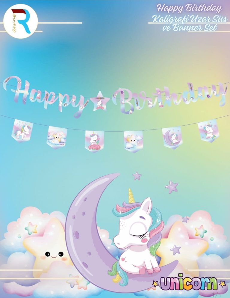 Unicorn Temalı Doğum Günü Parti Seti